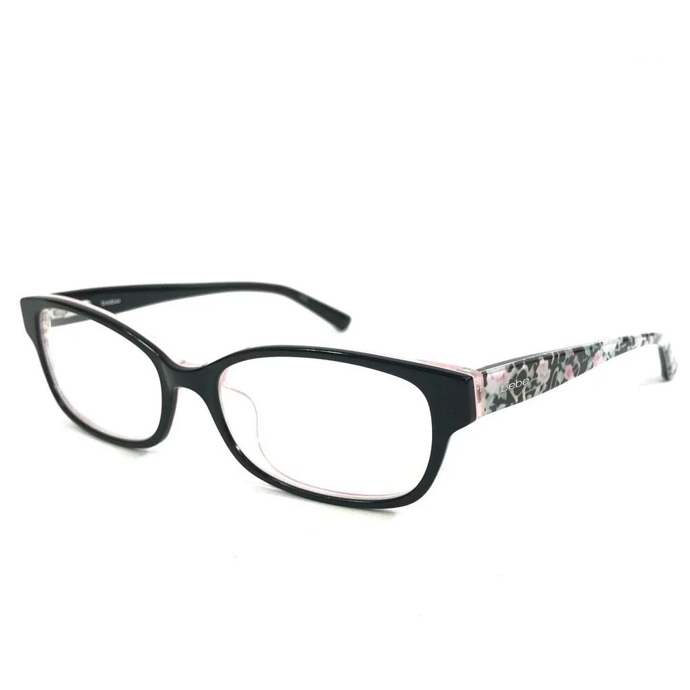Bebe Eyeglasses Frames BB5183 001 JET Black Pink Cat Eye Full Rim 51-16-135